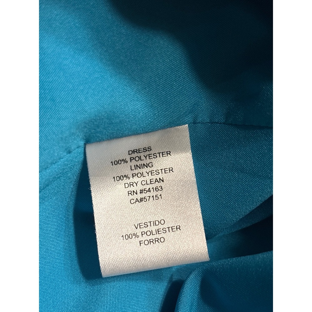 Jessica Simpson Colorblock Sheath‎ Dress Teal Blue Navy Pleated Waist Size 4 - Picture 7 of 7
